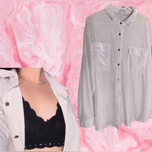 Oversized white corduroy button up